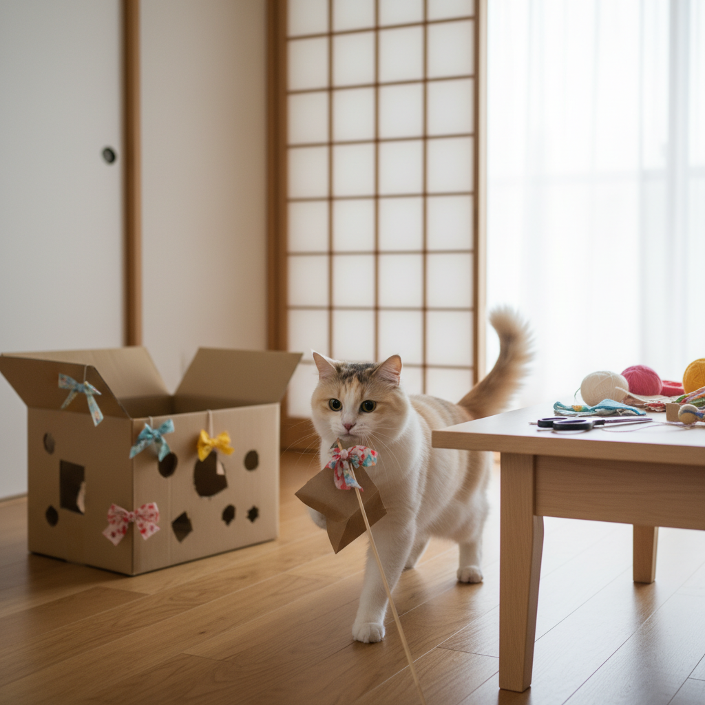 手作りおもちゃで愛猫と絆を深めるに関する画像